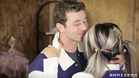 Blonde Cheerleader Helly Hellfire plays with James Deen