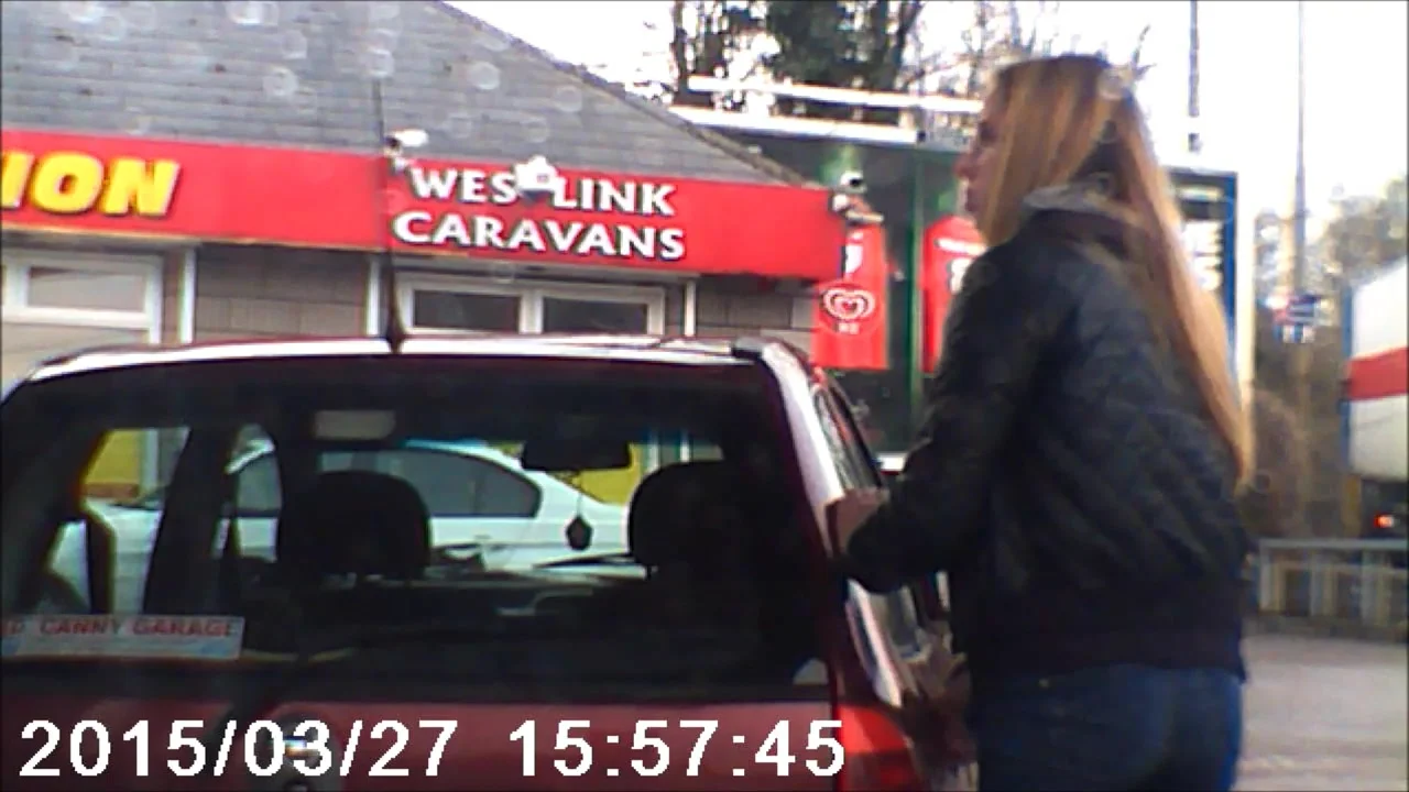 cute girl at the pumps ( nice booty )