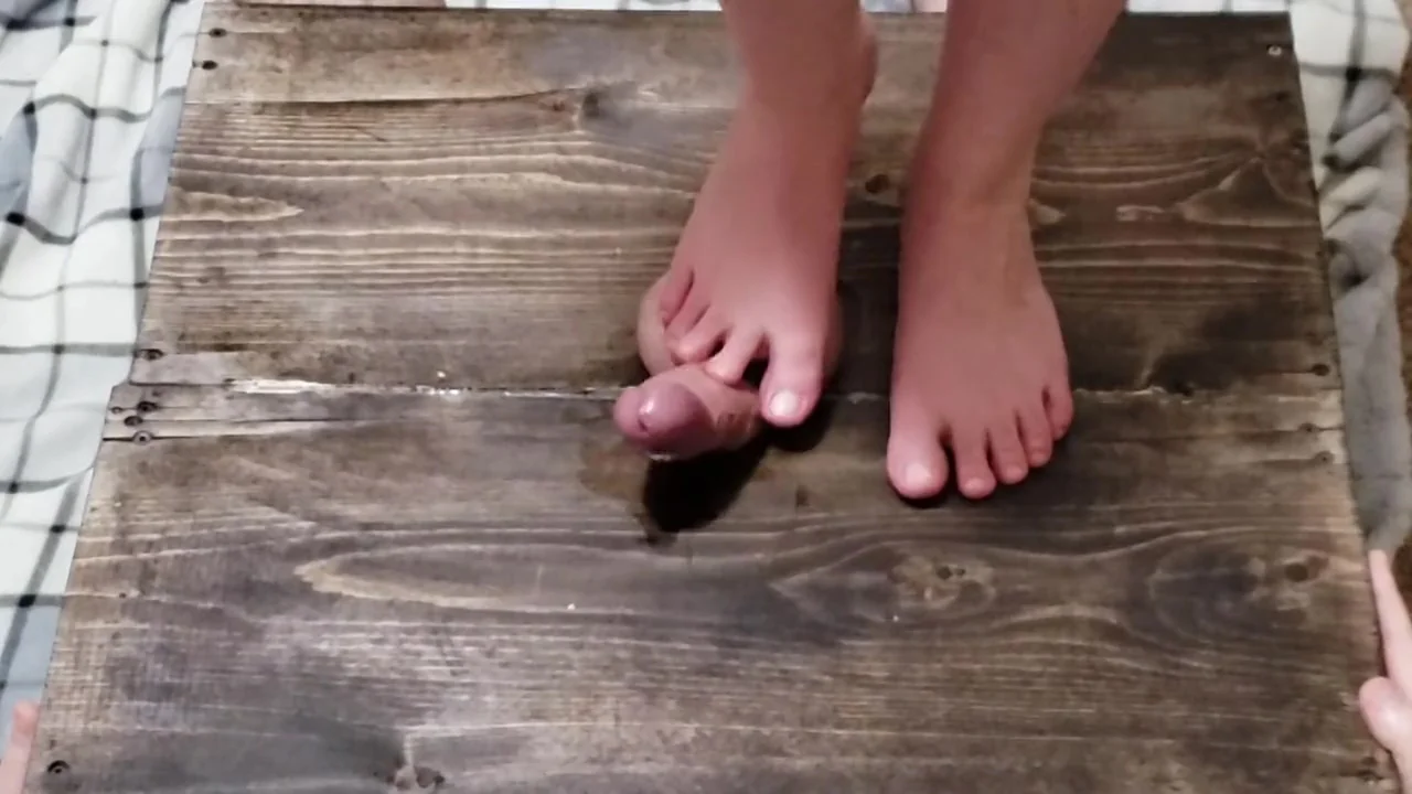 Girlfriend crushes my balls and gives me a footjob with ballbusting cumshot
