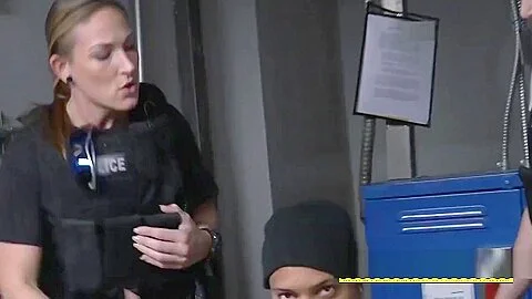 Thief is taken to private spot to bang perverted milf cops beavers