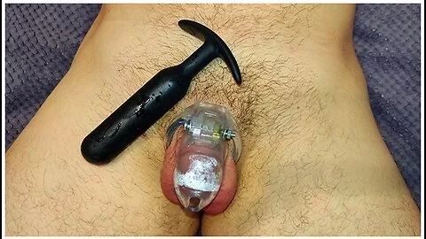 Verified Amateurs - My Slave! Super Long Butt Plug, Wearing A Chastity Belt And Gagged!