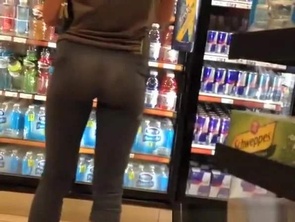 Gas station sexy ass in tight pants