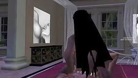 Cartoon porn shows a slut riding a hard wang