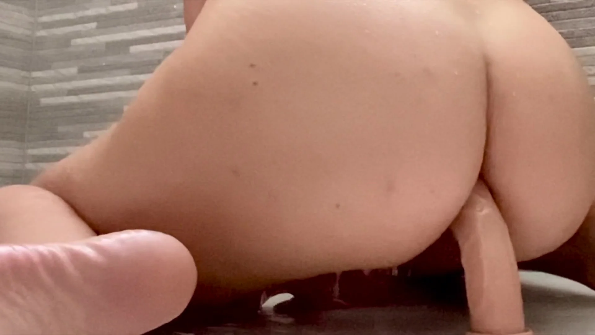 Anal Shower Play With Sucker Dildo... All The Way In