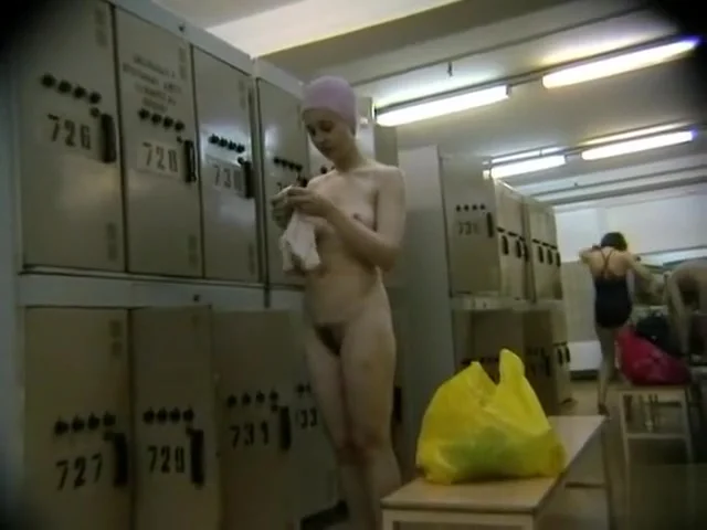 Filming her petite body in the locker room