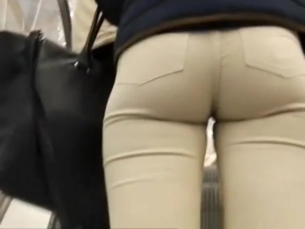 Nice ass in tight white jeans pants