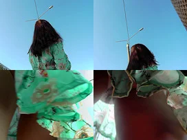 Skinny ass and g-string of a brunette in upskirt mov