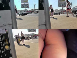 A-line skirt on the skinny ass in accidental upskirt