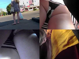upskirt video of a slim redhead's butt
