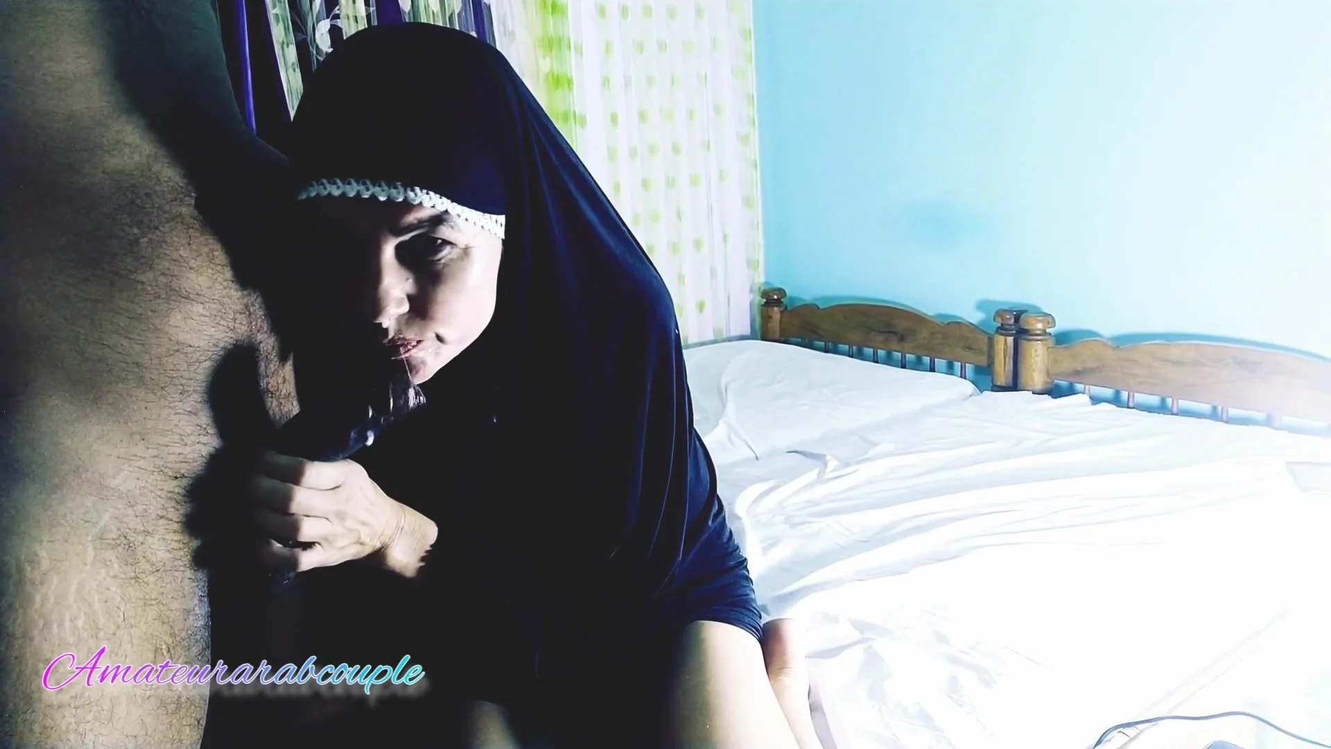Deep Rough Face Fucked And Balls Sucking By Arab Hijab Wife - Cum Mouth Happy Ending