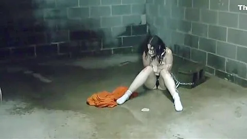 Cuffed tattoo girl gets tortured with water in prison