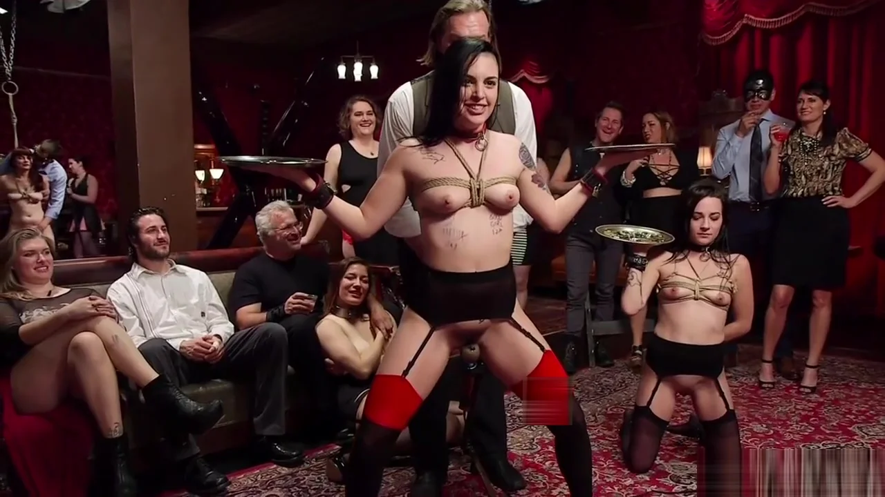 Hot slave in upside down suspension blowjob