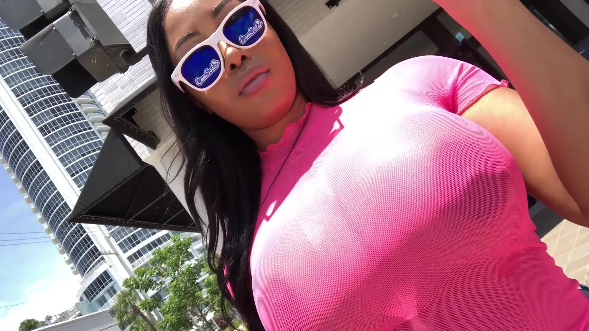 CamSoda - Moriah Mills struts in public showing big tits