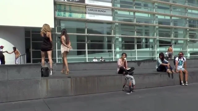 Clamped nipples Euro babe fucked in public