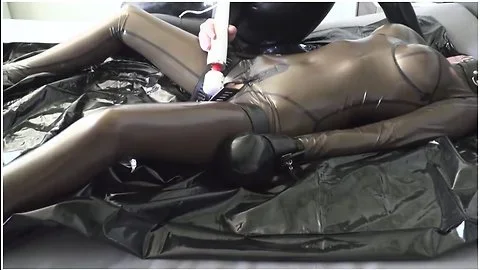 Latex Bondage Orgasm In Black