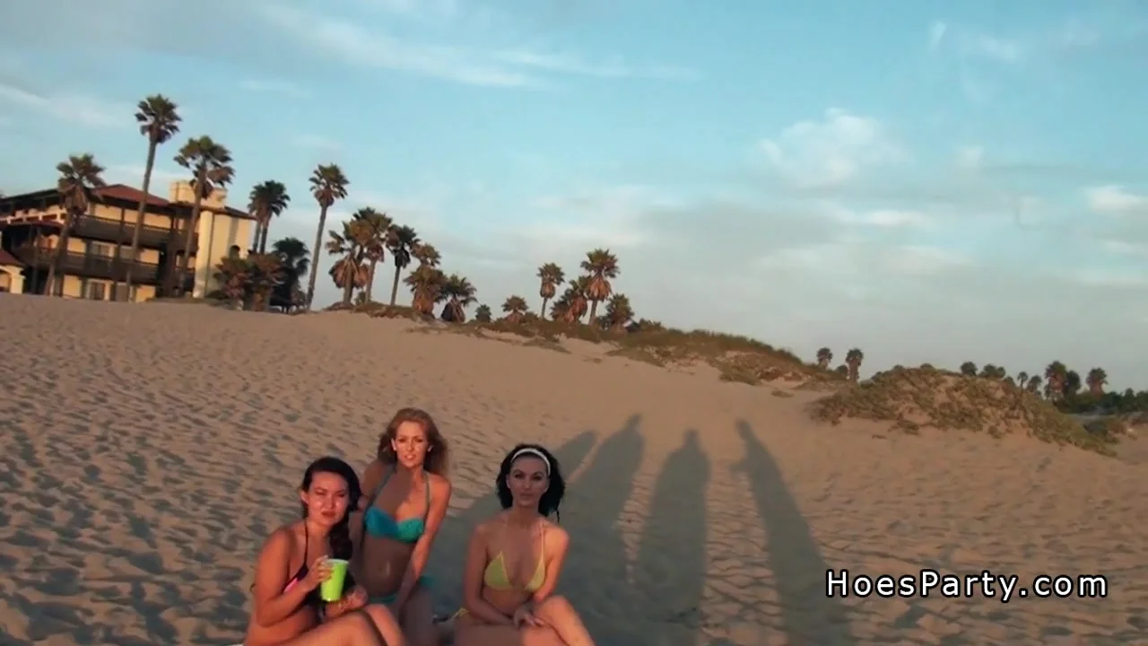 Three babes from beach to orgy party
