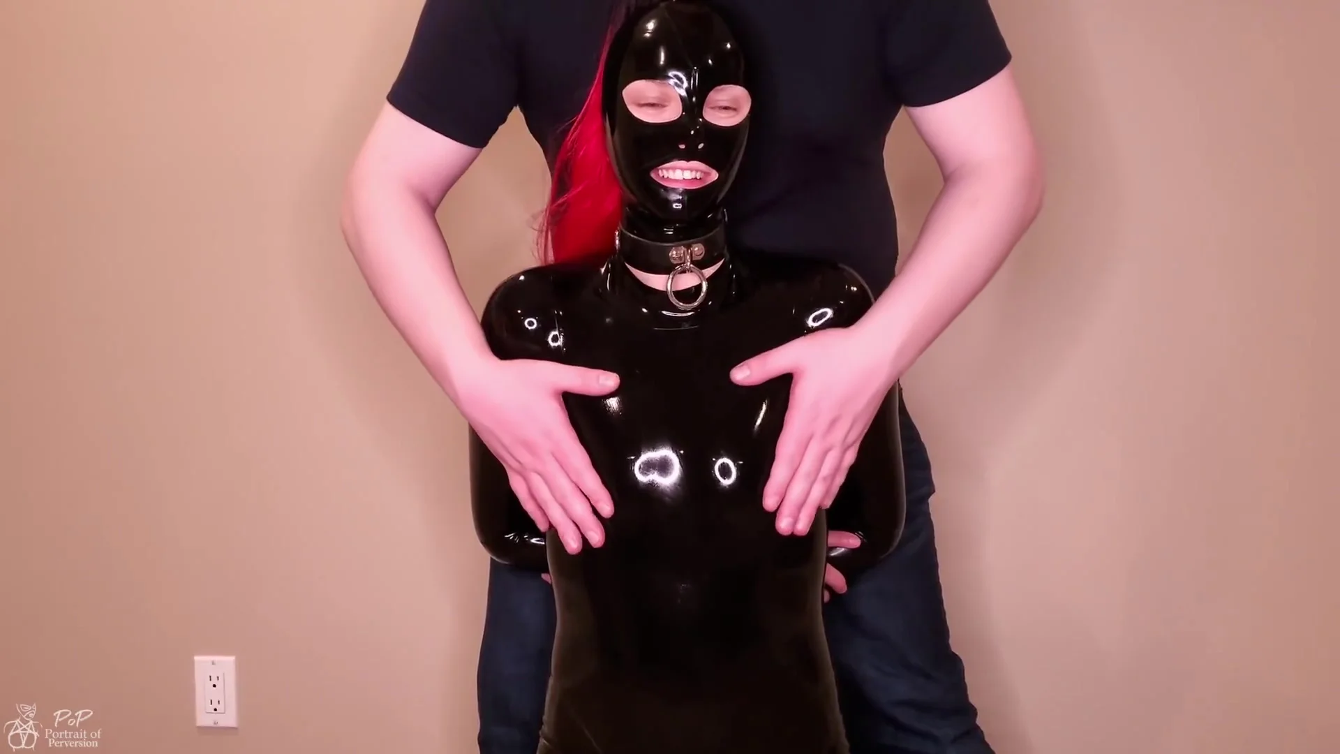 Spanked In Latex: A Tiny Rubberdoll Gets Her Ass Thighs Pussy Tits & Feet Spanked & Slapped Hard