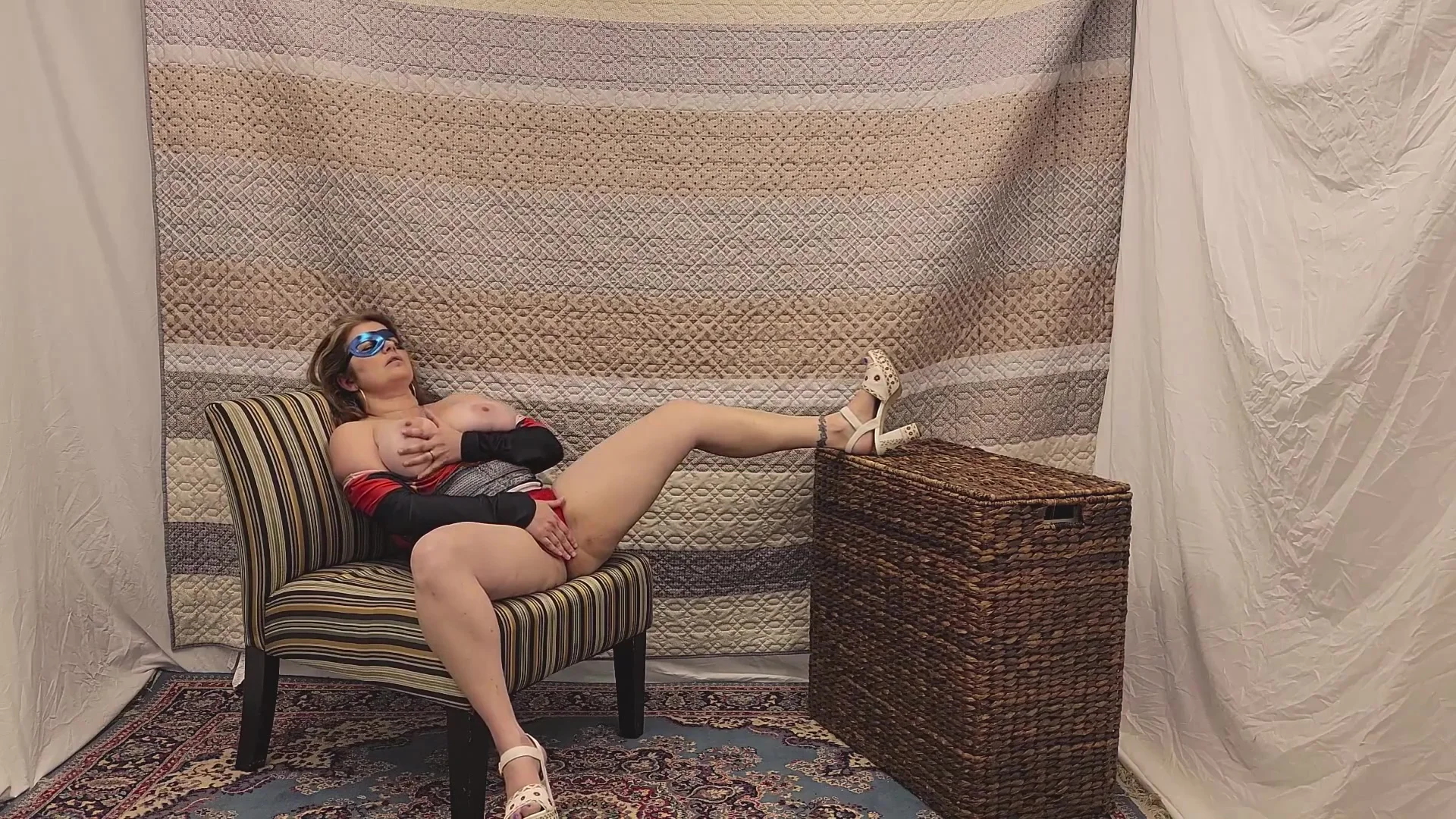 Supergirl Milf With Big Boob Stripping And Masturbating