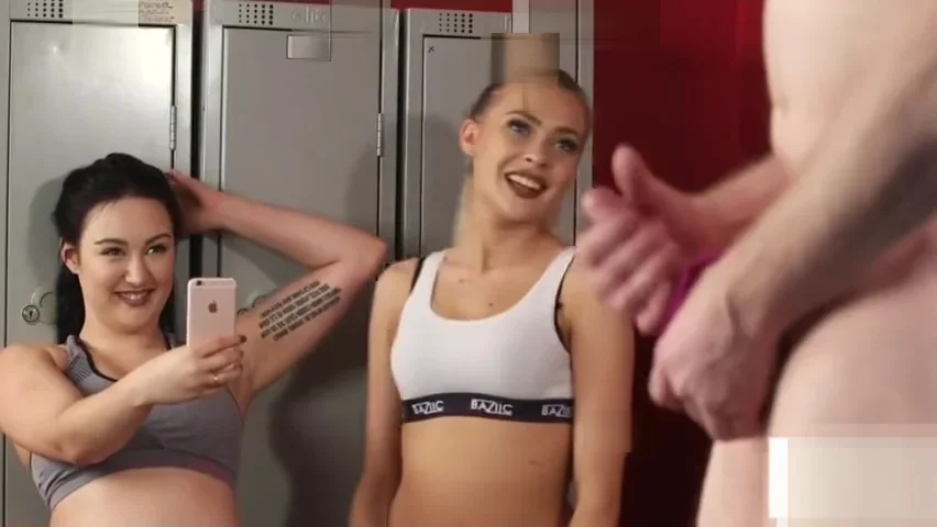Femdom beauties humiliate wanking guy