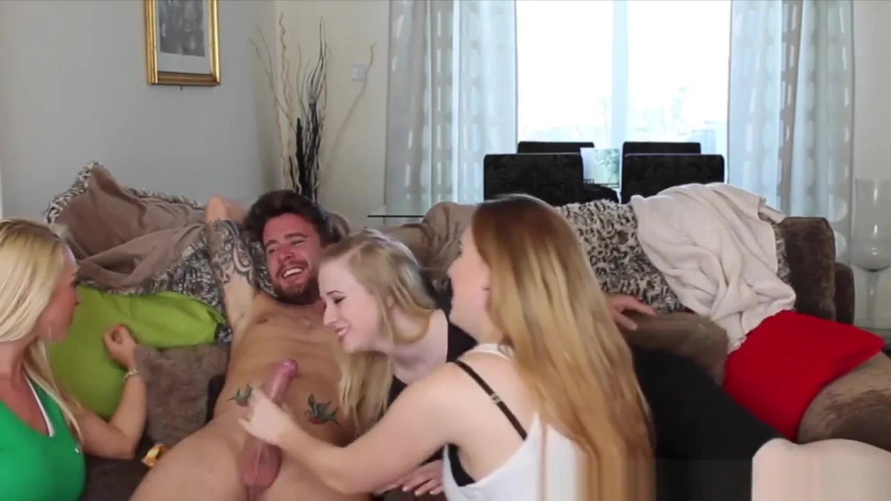 British Cfnm Babe Shares Cock With Friends