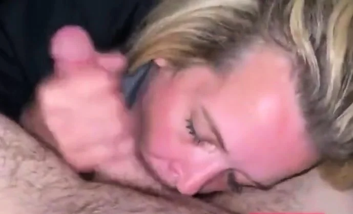 Cheating Blonde Girl Blowjob in Car