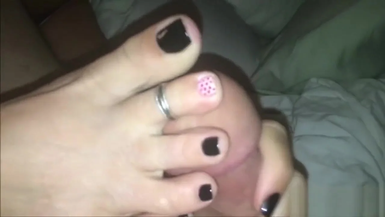 Luv4feet - Handjob and Foot Play Black with Orange Polka Dots