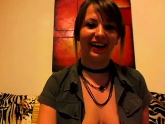 Cute little brunette with no bra bares all on cam