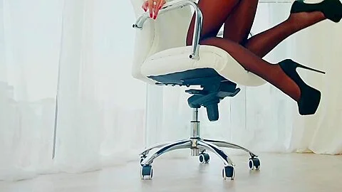 Smoking In The Office And Showing My Naked Pussy In Black Tights
