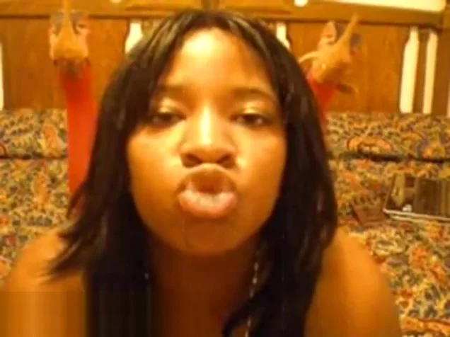 Black babe with big tits presents her body