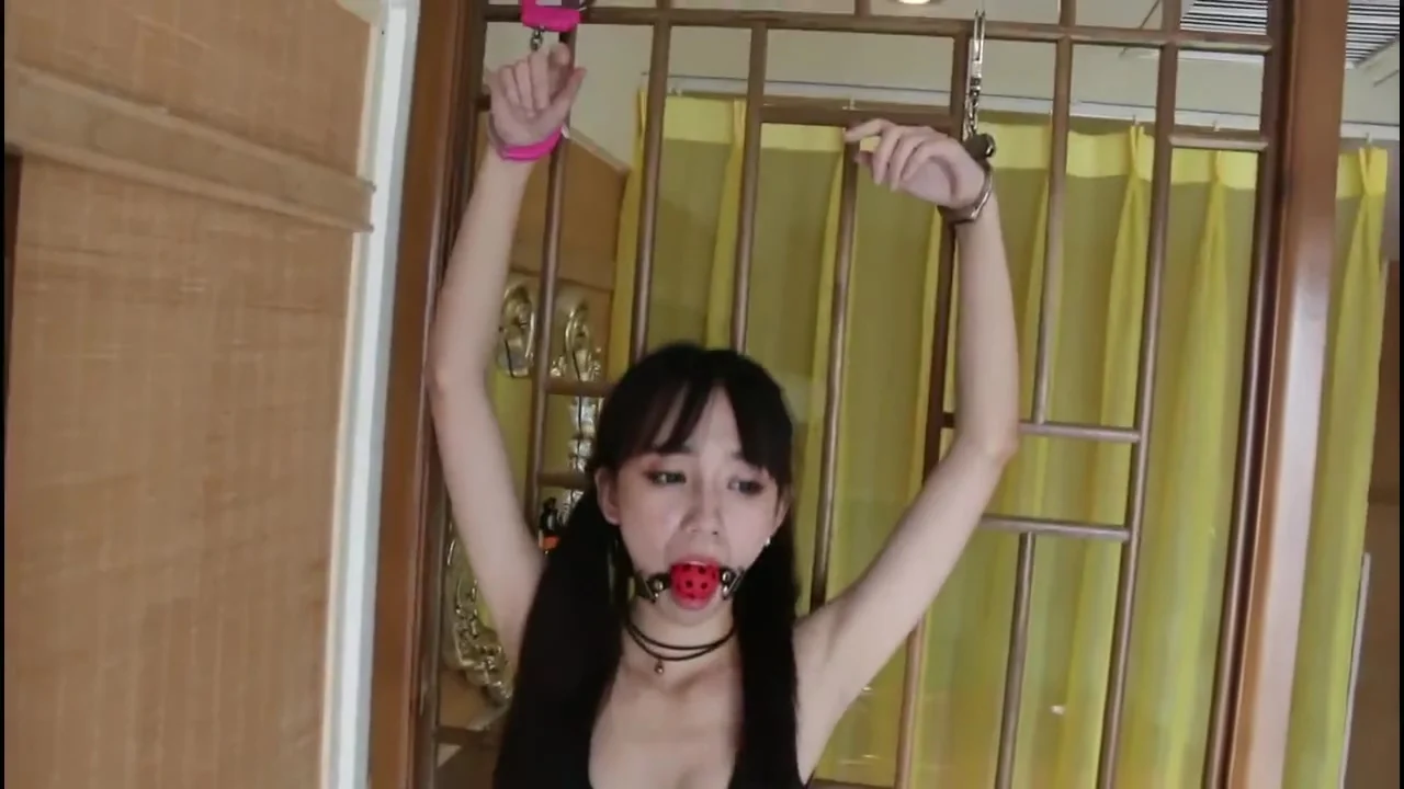 CHINESE CUTE GIRL HANDCUFFS and ball gag BONDAGE