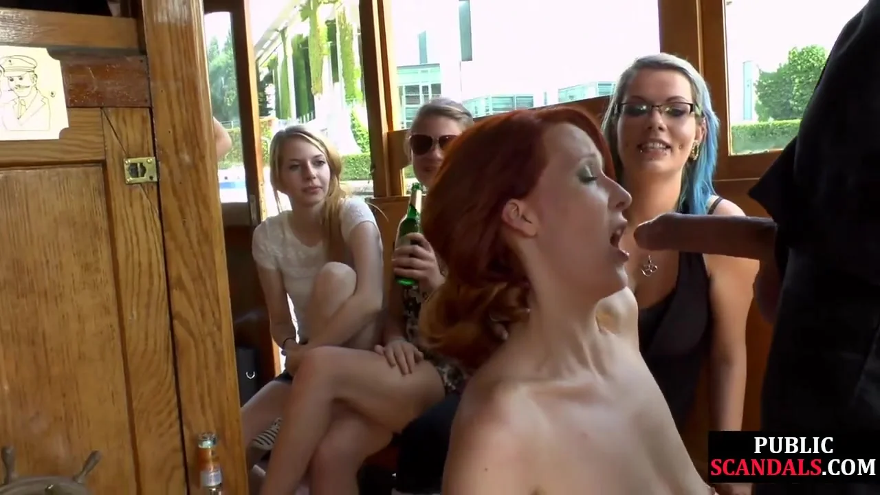 Scandalous redhead slut fucked in public by seducing fucker