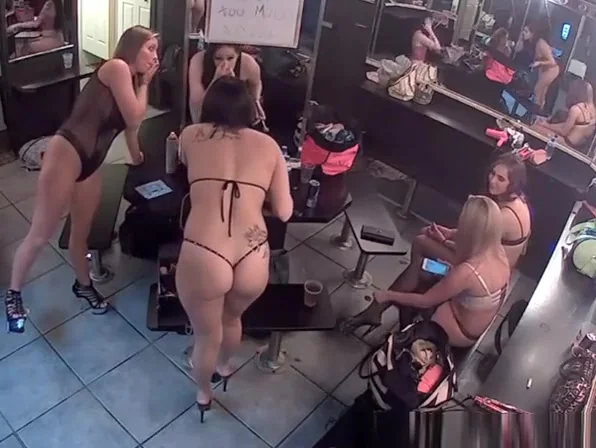 Sexy hot strippers in their change room