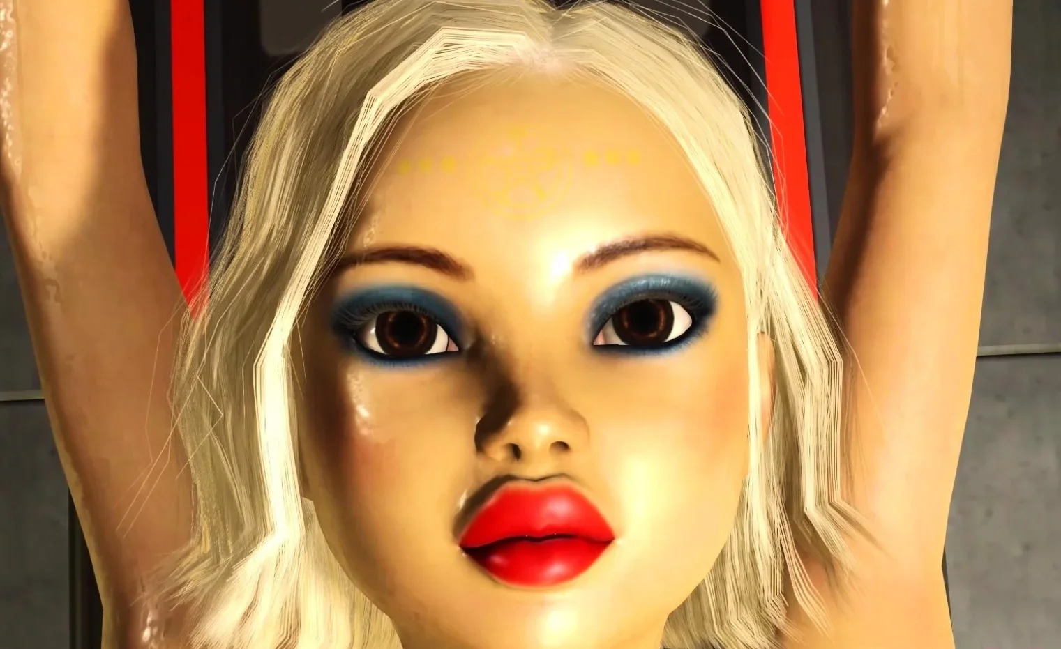 Sexy blonde has crazy fuck with a green alien in a spaceship