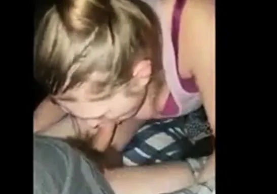 Blonde girl from the club sucks hairy dick