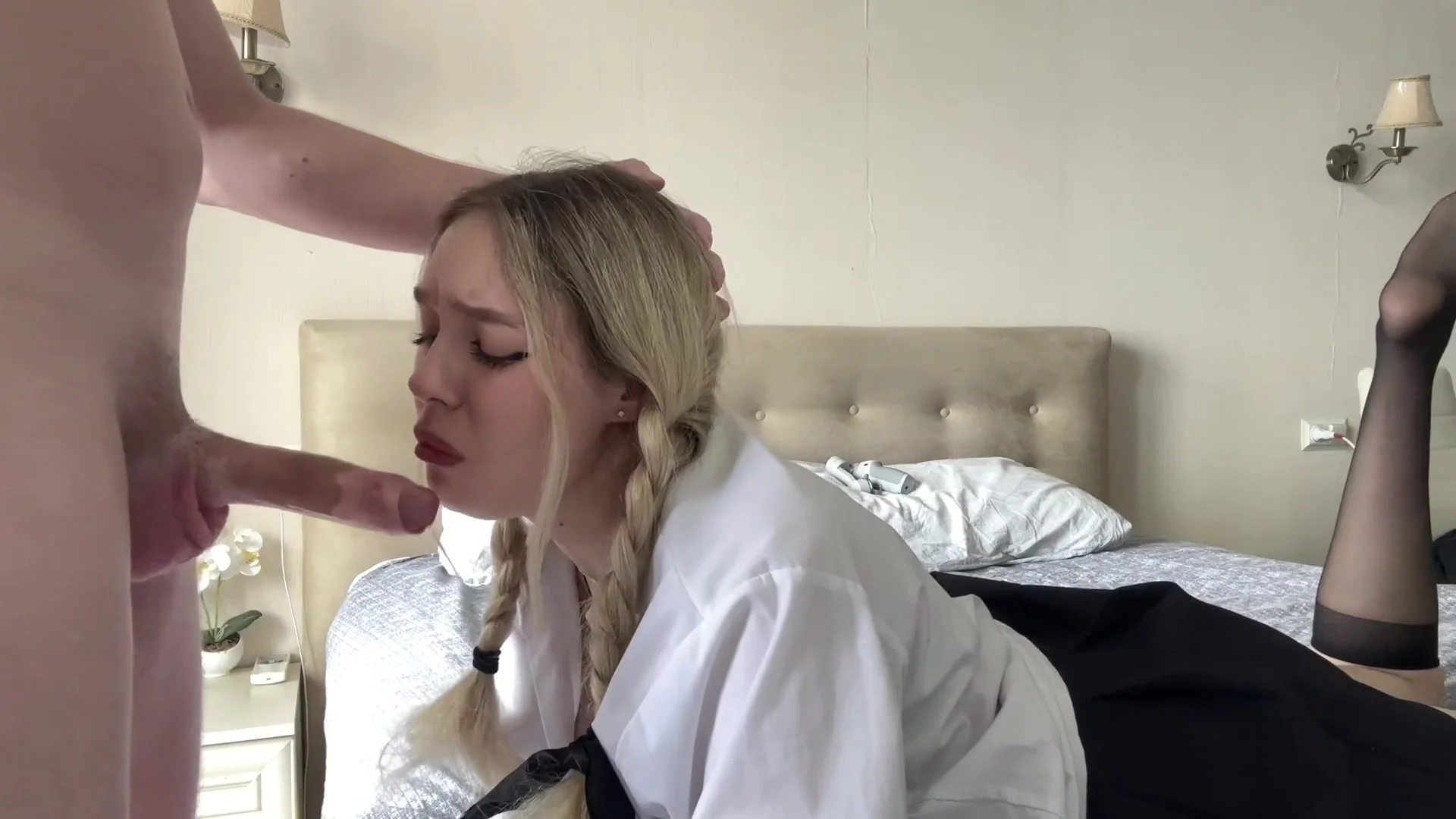 Fucked schoolgirl 18+ In Stocking In Throat! Throat Pie To Blonde