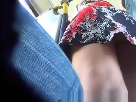 Bus upskirt on short dress