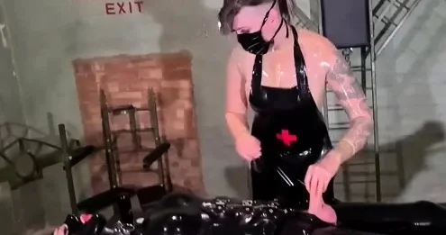 Lady Valeska FemDom - Latex Nurse Inspects Her Gimp Patient