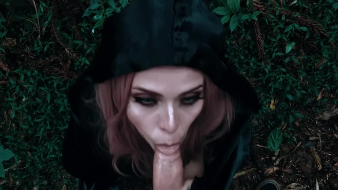 Wood Witch Blowjob for Halloween! Witch Cosplay for Halloween Public Video.