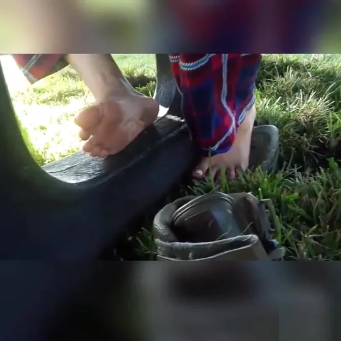 Candid Latina Toes At The Park