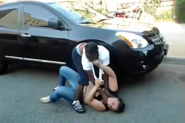 Street fighting until the boobs fall out