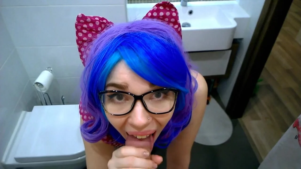 horny cosplay teen 18+ sloppy blowjob cum eating