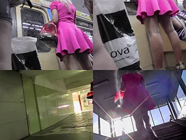 Candid upskirt porn with a blonde in a public place
