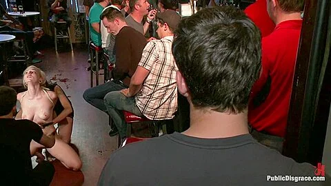 Hot Blonde Disgraced in Bar