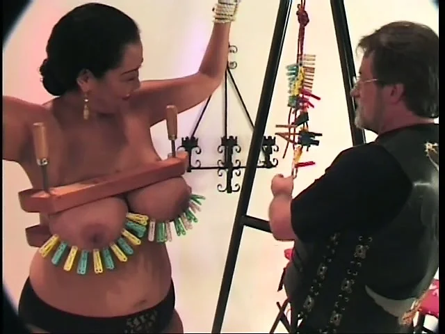 Chubby Asian is tied up and tortured and he clamps her titties
