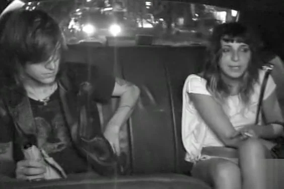 Naughty students 18+ fool around in the back of a taxi