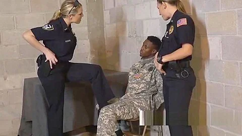 Fake soldier gets his cock ridden by officers who take advantage of him