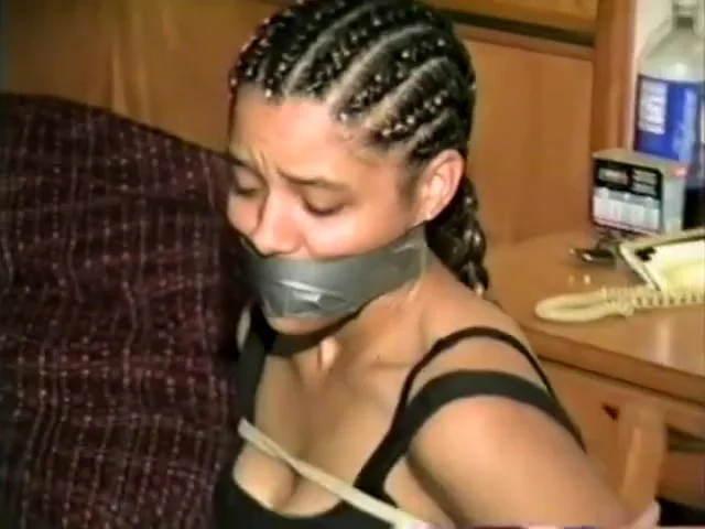 Ebony Girl Mouth Stuffed and Wrap Gagged
