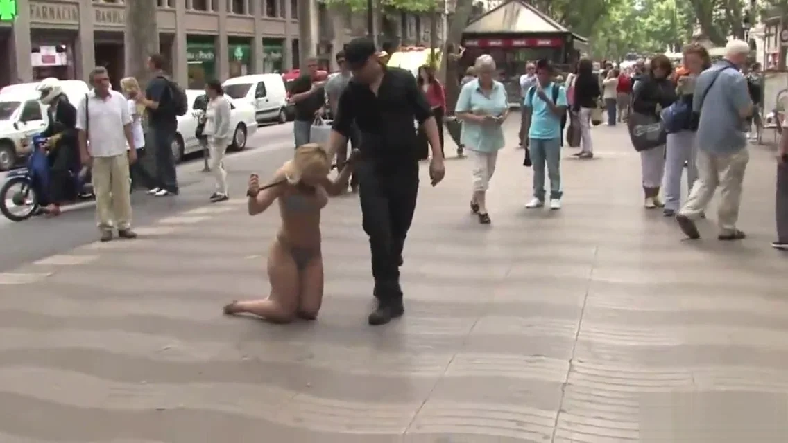 Busty Spanish public walked in underwear