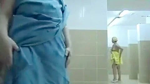 Mostly middle-aged mothers naked in the locker room