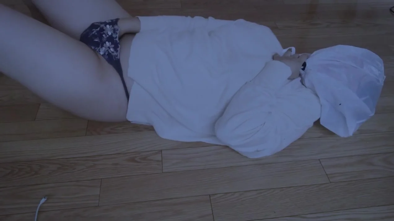 Breath Masturbation Play. Plastic Bag